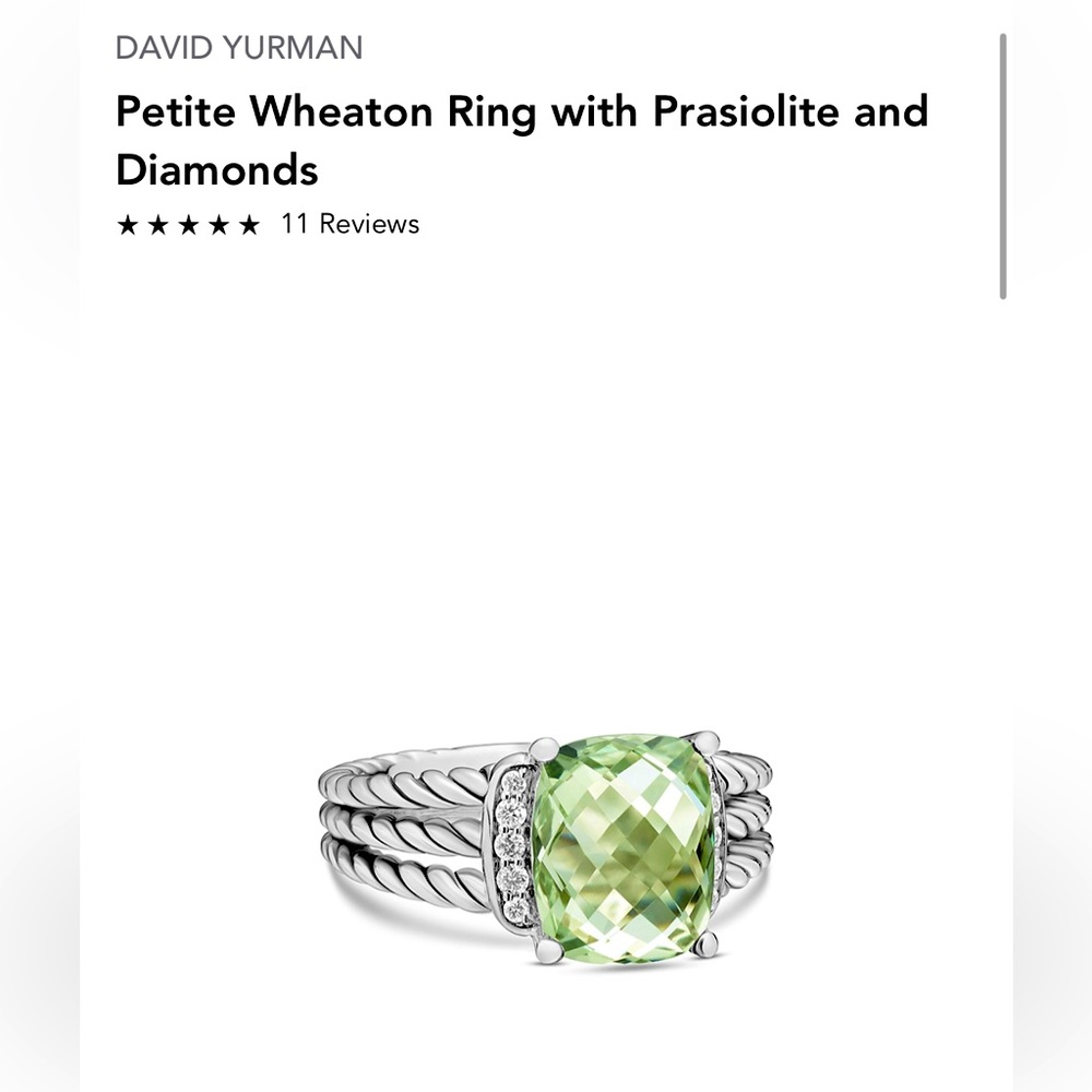 David Yurman Petite Wheaton Ring with Prasiolite and Diamonds